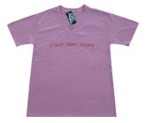 Camiseta Gola V Calvin Klein Rosa Claro MOD 70228